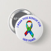 I衣服このリボンの自閉症意識ボタン 缶バッジ (正面&裏面)