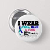 I衣服すべての戦士のための甲状腺がんリボン 缶バッジ (正面&裏面)