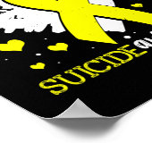 I衣服イエロー自殺認識度リボングラフィック ポスター (角)