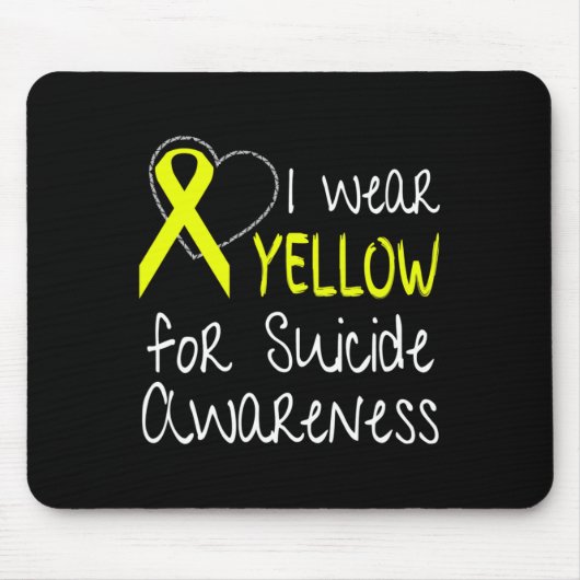I衣服イエロー自殺認識度リボン マウスパッド (正面)