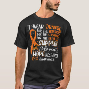 I衣服オレンジリボンバタフライサポートADHD Awaren Tシャツ