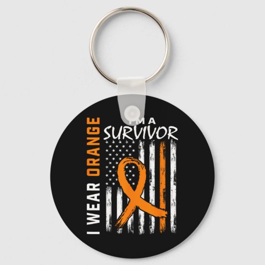 I衣服オレンジ私は生存者白血病がん認識 キーホルダー (正面)