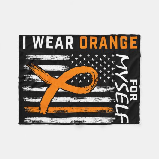 I衣服オレンジ自己のための自己白血病がん戦争 フリースブランケット (正面(横))