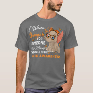 I衣服オレンジADHD認識度グラスエレファント Tシャツ