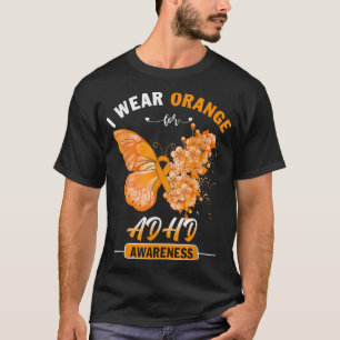 I衣服オレンジADHD認識度蝶792 Tシャツ