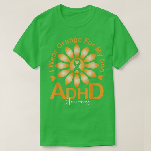 I衣服オレンジfor My Son ADHD認識度ひまわり Tシャツ (デザイン正面)