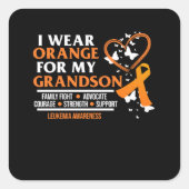 I衣服オレンジGo孫Leukemia認識度 スクエアシール (正面)