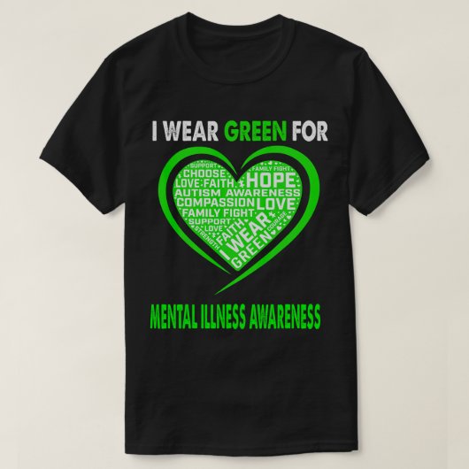 I衣服グリーン精神病認識度信仰ホ Tシャツ (デザイン正面)