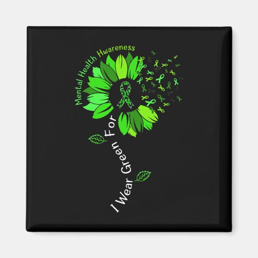 I衣服グリーン精神衛生認識度グリーンリブ マグネット (正面)