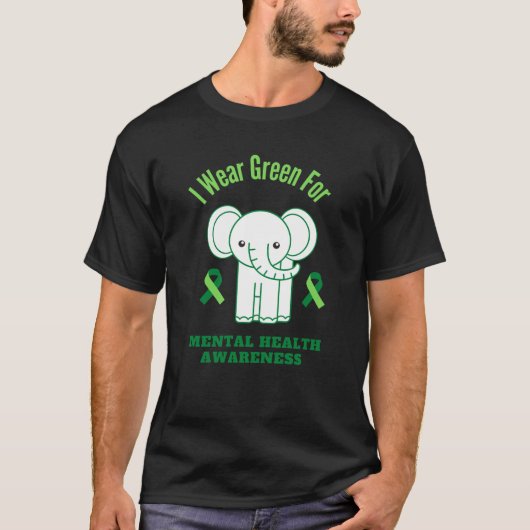 I衣服グリーン精神衛生認識度 Tシャツ (正面)