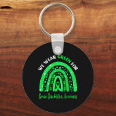 I衣服グリーン脳障害認識度かわいい キーホルダー (正面)