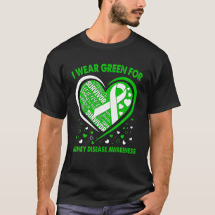 I衣服グリーン腎疾患認識度ハートSu Tシャツ