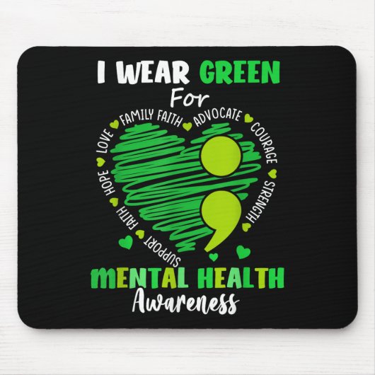 I衣服グリーンfor Mental Health認識度月Gre マウスパッド (正面)
