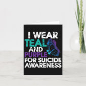 I衣服ティール(緑がかった色)とパープルサポート自殺認識度1 カード (正面)