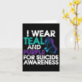 I衣服ティール(緑がかった色)とパープルサポート自殺認識度1 カード (黄色い花)