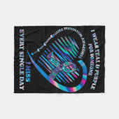 I衣服ティール（緑がかった色）とパープルハート自殺防止法 フリースブランケット (正面(横))