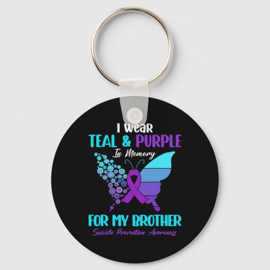I衣服ティール(緑がかった色)とブラザーSuicidのメモリの紫 キーホルダー (正面)