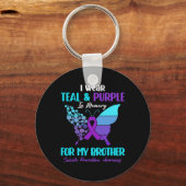 I衣服ティール(緑がかった色)とブラザーSuicidのメモリの紫 キーホルダー (正面)