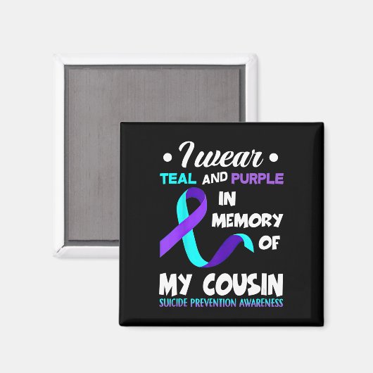 I衣服ティール（緑がかった色）と紫のいとこの自殺予防A マグネット (正面/裏面)