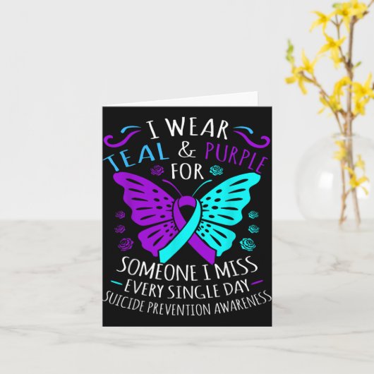 I衣服ティール（緑がかった色）と紫の私のすべての恋しく思Siのための カード (黄色い花)