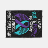 I衣服ティール（緑がかった色）と紫の私のすべての恋しく思Siのための フリースブランケット (正面(横))