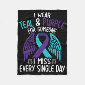 I衣服ティール（緑がかった色）と紫の私のすべての恋しく思Siのための フリースブランケット (正面)