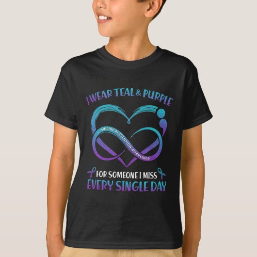 I衣服ティール(緑がかった色)と紫の私のすべての恋しく思Siのための Tシャツ (正面)