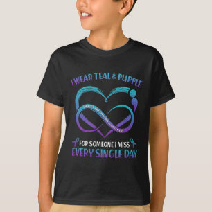 I衣服ティール(緑がかった色)と紫の私のすべての恋しく思Siのための Tシャツ