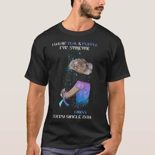 I衣服ティール(緑がかった色)と紫の私のすべての恋しく思Siのための Tシャツ (正面)