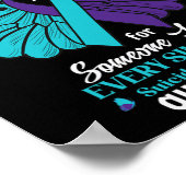 I衣服ティール(緑がかった色)と紫の自殺認識度メンタル彼 ポスター (角)