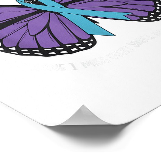 I衣服ティール(緑がかった色)と紫の自殺認識度メンタル彼 ポスター (角)