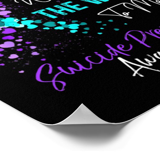 I衣服ティール(緑がかった色)と紫の自殺防止の待ち合わせ ポスター (角)