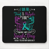 I衣服ティール（緑がかった色）と紫の自殺防止の待ち合わせ マウスパッド (正面)