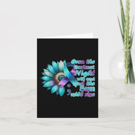 I衣服ティール（緑がかった色）と紫の自殺防止 カード (正面)