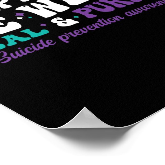 I衣服ティール(緑がかった色)と自殺防止戦争のための紫 ポスター (角)