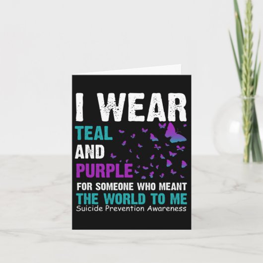 I衣服ティール（緑がかった色）とWを意味する人のための紫 カード (正面)