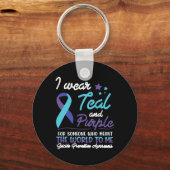 I衣服ティール（緑がかった色）とWを意味する人のための紫 キーホルダー (裏面)