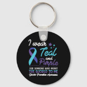 I衣服ティール（緑がかった色）とWを意味する人のための紫 キーホルダー (裏面)