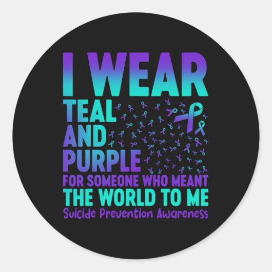 I衣服ティール(緑がかった色)とWを意味する人のための紫 ラウンドシール (正面)