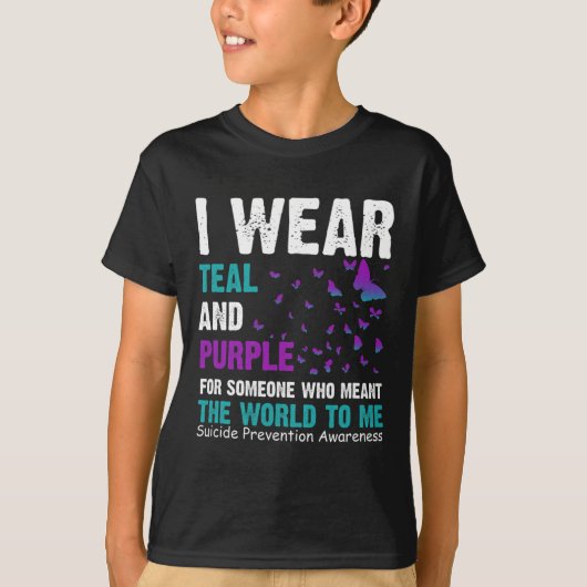 I衣服ティール（緑がかった色）とWを意味する人のための紫 Tシャツ (正面)