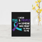 I衣服ティール(緑がかった色)パープル誰かの自殺予防 カード (黄色い花)