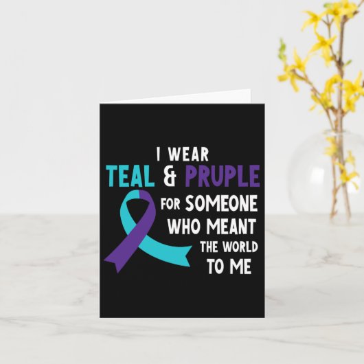 I衣服ティール(緑がかった色)パープル誰かの自殺予防 カード (黄色い花)