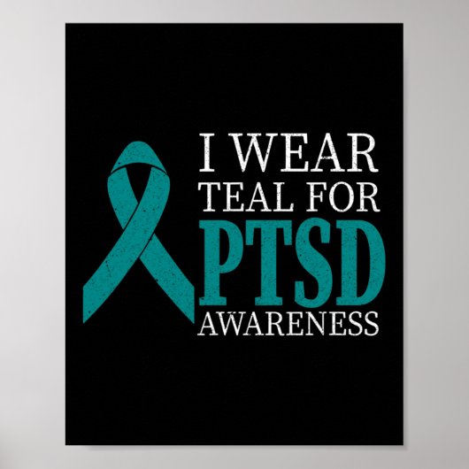 I衣服ティール（緑がかった色）リボンPtsd -ストレス認識度月G ポスター (正面)