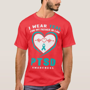 I衣服ティール(緑がかった色)法の父のためのPTSD認識度 Tシャツ