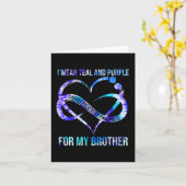 I衣服ティール(緑がかった色)紫ブラザー自殺防止 カード (黄色い花)