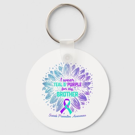 I衣服ティール（緑がかった色）紫ブラザー自殺防止 キーホルダー (裏面)