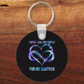 I衣服ティール（緑がかった色）紫ブラザー自殺防止 キーホルダー (正面)