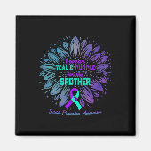 I衣服ティール（緑がかった色）紫ブラザー自殺防止 マグネット (正面)