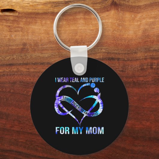 I衣服ティール(緑がかった色)紫ママ自殺防止戦争 キーホルダー (正面)