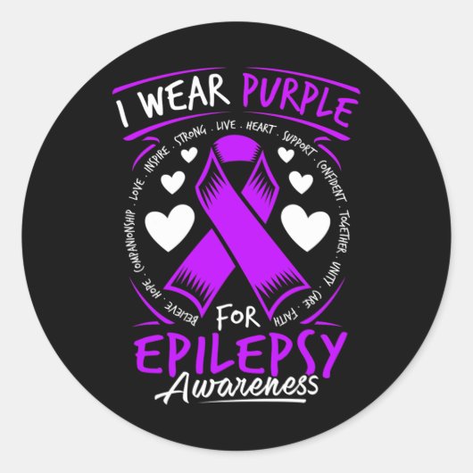 I衣服パープルてんかん認識度T ラウンドシール (正面)